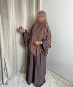 Abaya Israe Soie De Medine - Taupe