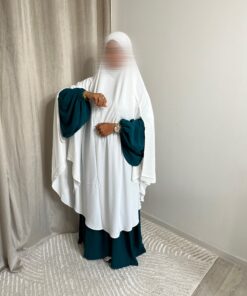 Khimar Fente Mousseline - Blanc ( qualité premium)